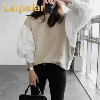 2018 Autumn Fashion New Round Neck Lantern Sleeve Women's Split Joint Short Sweatshirt Japan and South Korea Tops
2018 Autumn Fashion New Round Neck Lantern Sleeve Women's Split Joint Short Sweatshirt Japan and South Korea Tops