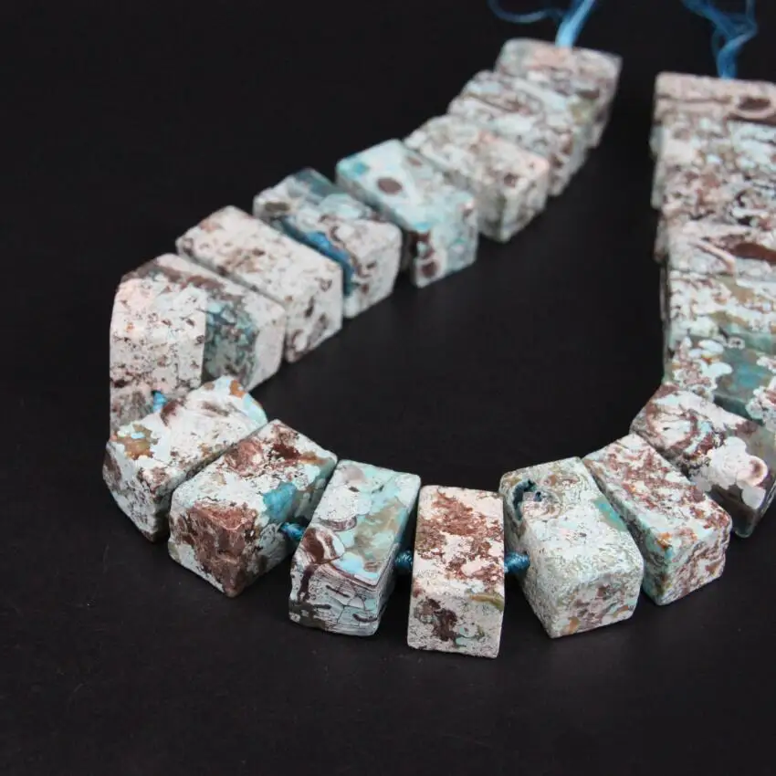 Фото 15.5&quotstrand Large Size Natural Blue Ocean Jades Rectangular Slab Loose Beads Raw Agates Slice Nugget Pendants Jewelry | Украшения и