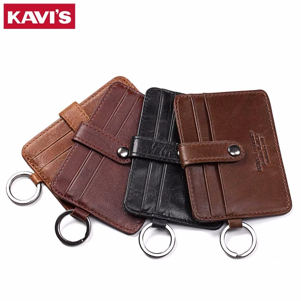 

Soft Genuine Leather Thin ID Bank Credit Card Holder Wallet for Men Mini Card Case Fashion Male Cardholder Purse with Key Holder