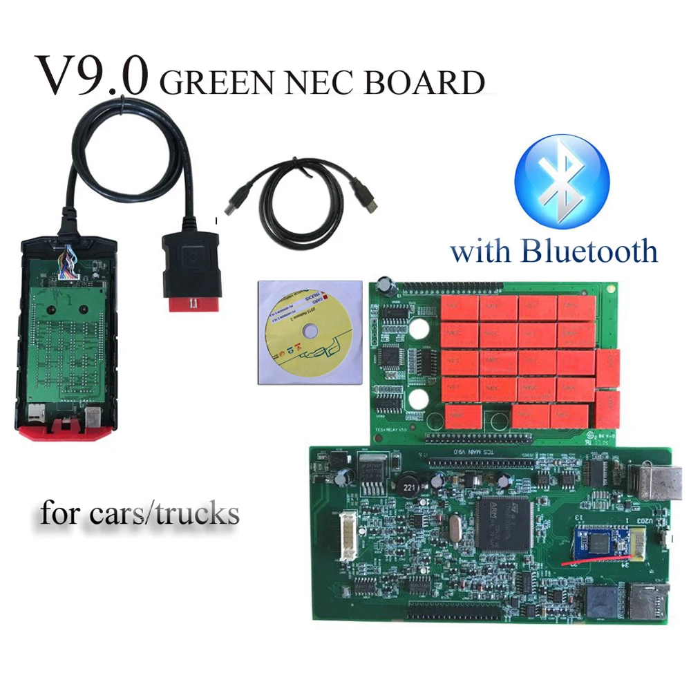 VD TCS CDP pro plus v9.0 green board with red ne c relays Bluetooth or usb connect for cars and trucks 3in1 obd2 diagnostic tool
VD TCS CDP pro plus v9.0 green board with red ne c relays Bluetooth or usb connect for cars and trucks 3in1 obd2 diagnostic tool