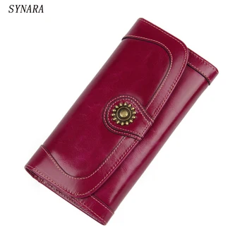 Women Oil Wax Cowhide wallet Cowhide Long Buckle Wallets with Lady Vintage Clutch Fashion Leather Card Purse high quality
Women Oil Wax Cowhide wallet Cowhide Long Buckle Wallets with Lady Vintage Clutch Fashion Leather Card Purse high quality