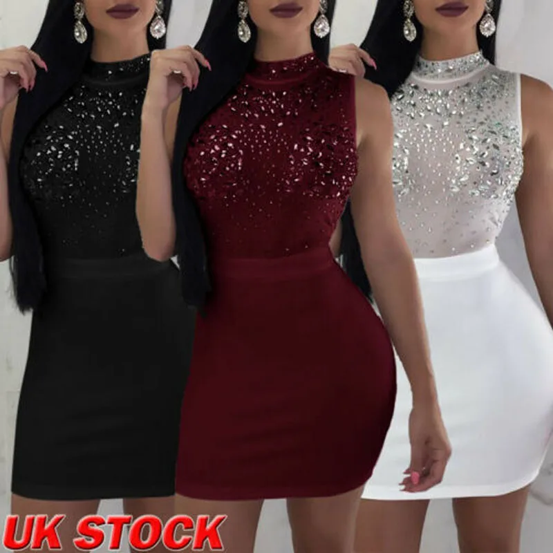 2019 New Brand Fashion UK Womens Ladies Sleeveless O Neck Shiny Mini Sexy Party Evening Bodycon Dress
2019 New Brand Fashion UK Womens Ladies Sleeveless O Neck Shiny Mini Sexy Party Evening Bodycon Dress