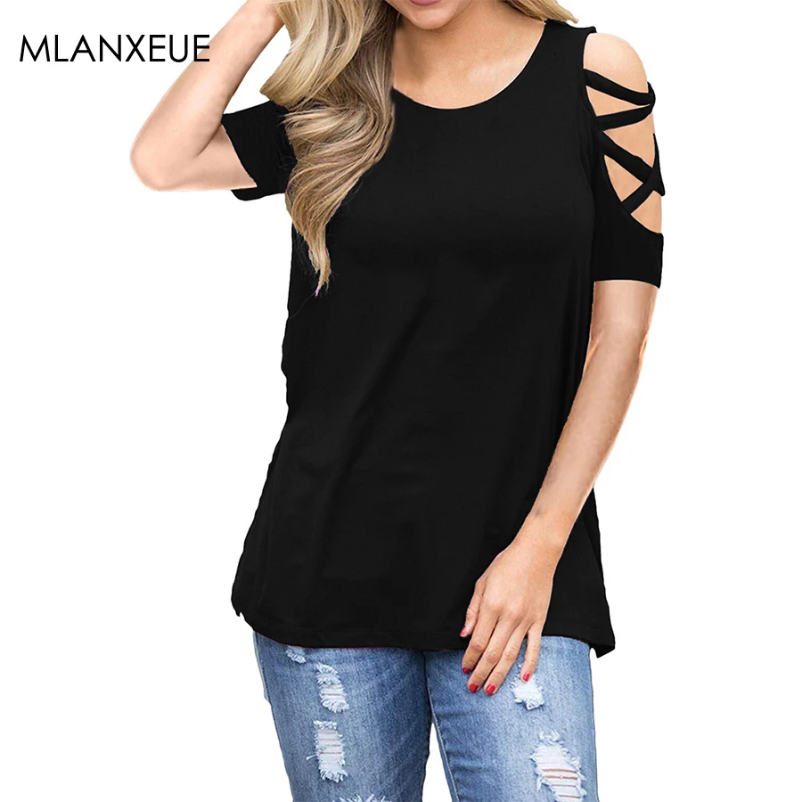 Solid O-Neck Summer T-Shirt Tops Women Casual Loose Hollow Out Plus Size Vogue Sexy Simple Short Sleeves Off Shoulder Female Top
Solid O-Neck Summer T-Shirt Tops Women Casual Loose Hollow Out Plus Size Vogue Sexy Simple Short Sleeves Off Shoulder Female Top