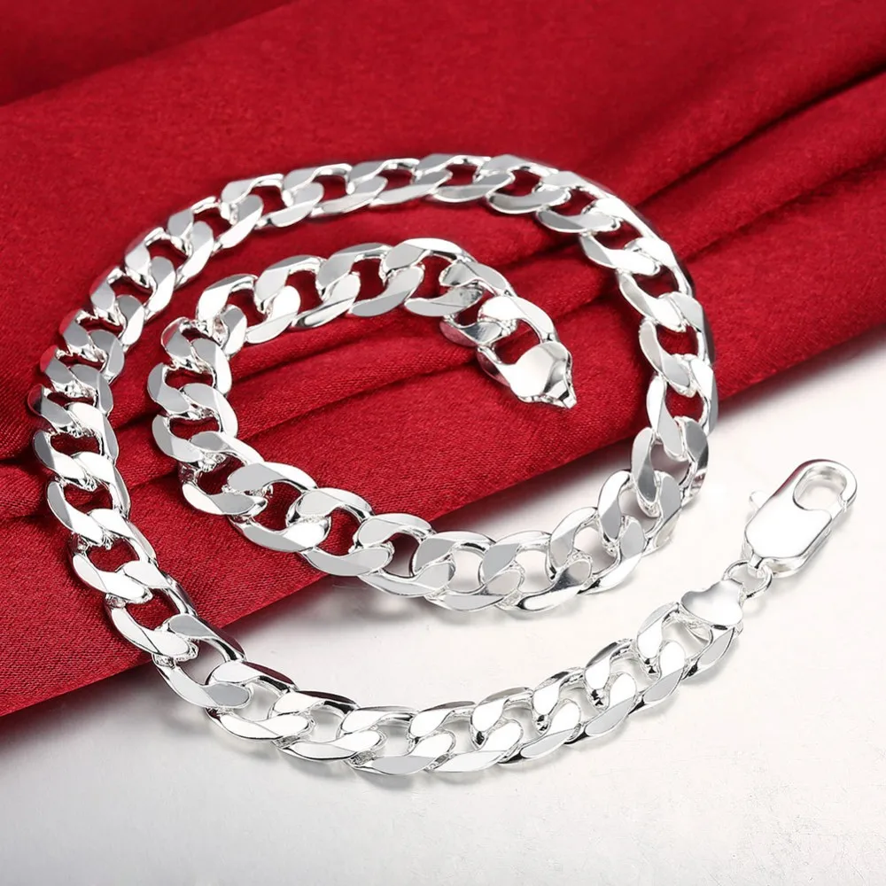 10pcs/lot wholesale Sterling Silver 8mm 16inches long Flat Chain Figaro Necklace Mens Long jewelry free shipgping | Украшения и
