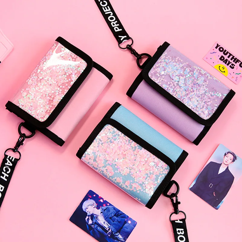 Transparent PVC DIY Photo Wallet Student Cute Canvas Lanyard Short Wallet Fashion Shiny Sequins Folding Purse Card Holder Female
Transparent PVC DIY Photo Wallet Student Cute Canvas Lanyard Short Wallet Fashion Shiny Sequins Folding Purse Card Holder Female