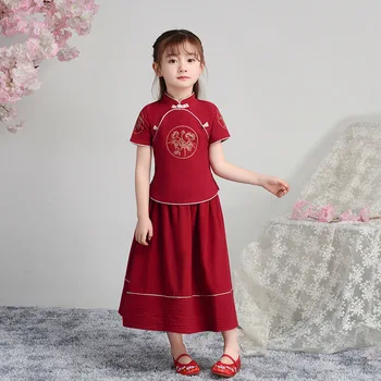 2PC Girl's Cotton Linen Suits Shirt+Skirt Chinese Traditional Style Han Fu Baby Retro Dress Children Summer Casual Costume
2PC Girl's Cotton Linen Suits Shirt+Skirt Chinese Traditional Style Han Fu Baby Retro Dress Children Summer Casual Costume