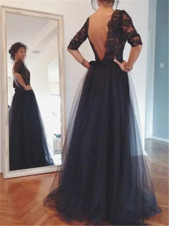 robe de soriee Bateau Neck Half Sleeve Backless Lace Formal Dresses 2020 Long Tulle Evening Prom Party Gowns Vestidos Customed
robe de soriee Bateau Neck Half Sleeve Backless Lace Formal Dresses 2020 Long Tulle Evening Prom Party Gowns Vestidos Customed
