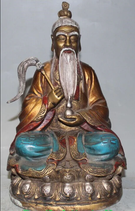 9" Chinese Bronze Painting Taoism Seat High Lord Laojun Taoist Buddha God Statue
9" Chinese Bronze Painting Taoism Seat High Lord Laojun Taoist Buddha God Statue