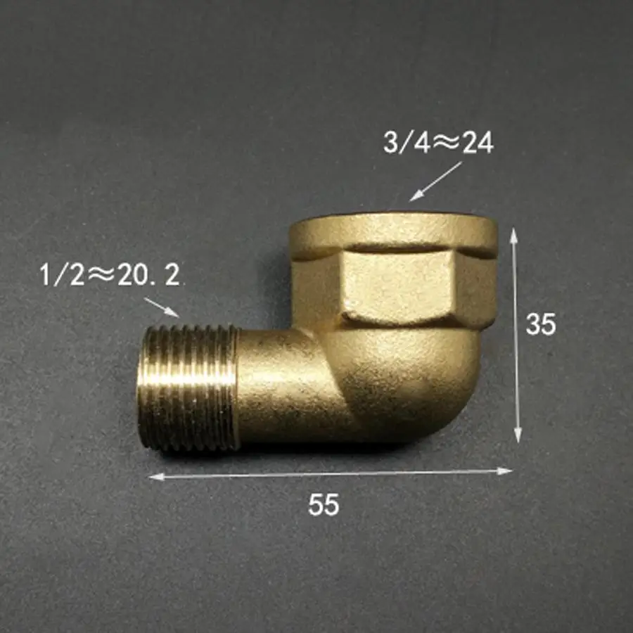 

Brass 90 Degree Elbow DN15 1/2" BSP male To Male 3/4" BSP Female Reducer Pipe Fitting Adapter Coupling Connector