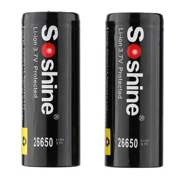 Soshine 2pcs 26650 3.7V 5500mAh Protected Rechargeable Li-ion Lithium Battery Black
Soshine 2pcs 26650 3.7V 5500mAh Protected Rechargeable Li-ion Lithium Battery Black