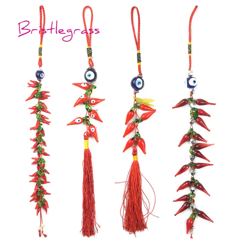 BRISTLEGRASS Turkish Blue Evil Eye Chili Tassels Amulets Lucky Charm Car Wall Hanging Pendants Pendulum Blessing Protection Gift
BRISTLEGRASS Turkish Blue Evil Eye Chili Tassels Amulets Lucky Charm Car Wall Hanging Pendants Pendulum Blessing Protection Gift