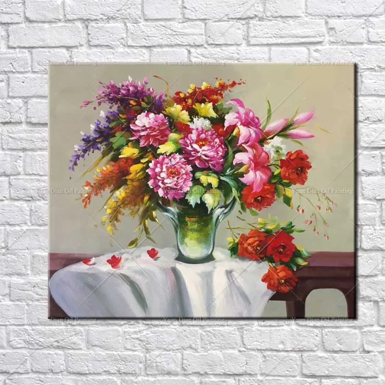 

Style Painting Flower Table Handpainted Oil Painting On Canvas Painting Wall Art Wall Pictures For Living Room Home Decor