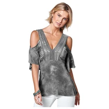 Women Summer Fashion V Neck Collar Strapless Lace Hole Short Sleeve T shirt Casual Top Off Shoulder Tee Shirts
Women Summer Fashion V Neck Collar Strapless Lace Hole Short Sleeve T shirt Casual Top Off Shoulder Tee Shirts