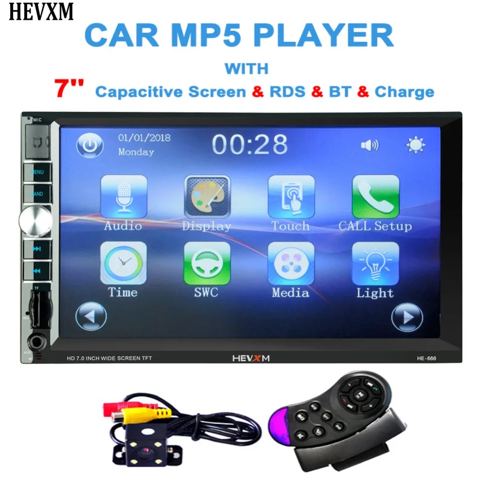 HEVXM 2 Din Universal Car Radio 7'' Touch Screen Digital Display Rearview Camera Bluetooth FM Rds Radio Auto Audio Car Stereo
HEVXM 2 Din Universal Car Radio 7'' Touch Screen Digital Display Rearview Camera Bluetooth FM Rds Radio Auto Audio Car Stereo