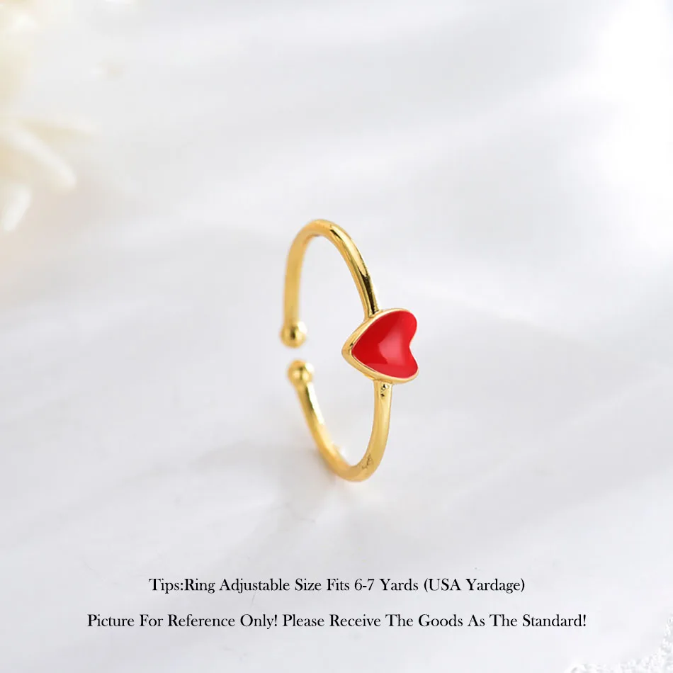 4 925 Sterling Silver Open Ring Romantic Red Heart Pave Crystal Cz Finger Rings For Women Fashion Wedding Engagement Jewelry