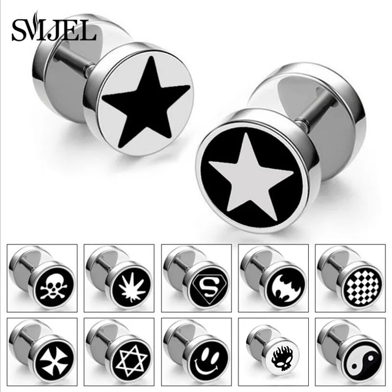 SMJEL Punk Stainless Steel Star Batman Studs Faux Fake Ear Plugs Flesh Tunnel Gauges Tapers Stretcher Earring Piercing Jewelry 
SMJEL Punk Stainless Steel Star Batman Studs Faux Fake Ear Plugs Flesh Tunnel Gauges Tapers Stretcher Earring Piercing Jewelry