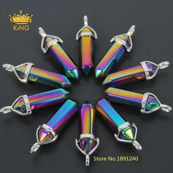 5-20pcs Rainbow AB Mystic Titanium Quartz Crystal Pendants,Plated Silvery Bails Hexagon Crystal Stick Points DIY Necklace JXD014
5-20pcs Rainbow AB Mystic Titanium Quartz Crystal Pendants,Plated Silvery Bails Hexagon Crystal Stick Points DIY Necklace JXD014