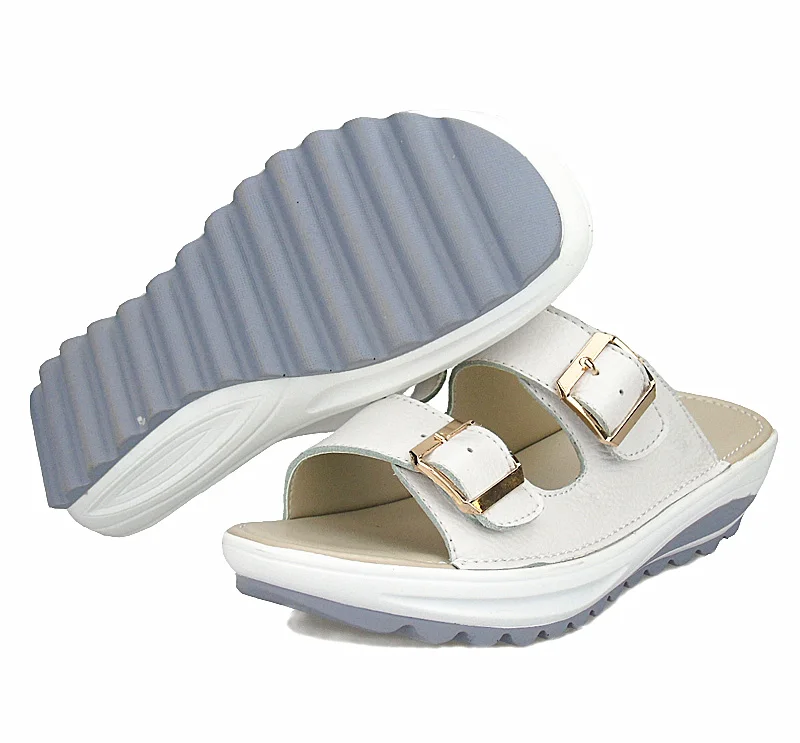 2017 Casual Women's Sandals Genuine Leather Summer Flats Shoes Women Platform Wedges Female Slides Beach Flip Flops Size 35-42 12