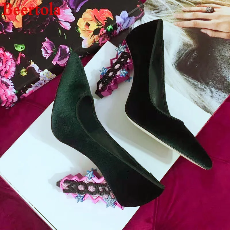 New Velvet Women's Pumps Pointed Toe Chic BOOM Letters Crystal Heels Shiny Slip On Ladies Shoes Luxury Wedding Party Shoes Women
New Velvet Women's Pumps Pointed Toe Chic BOOM Letters Crystal Heels Shiny Slip On Ladies Shoes Luxury Wedding Party Shoes Women