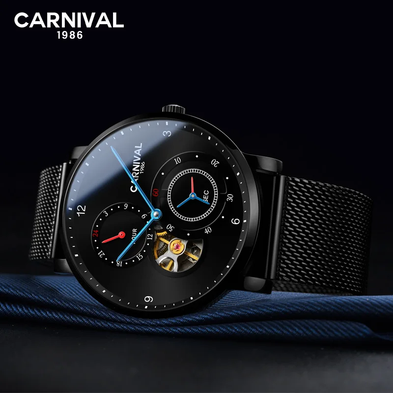 CARNIVAL Authentic Fully Tourbillon Automatic Mechanical Watch Fashion Men's Watch Waterproof Fine Steel Simple 2019 Men's Watch
CARNIVAL Authentic Fully Tourbillon Automatic Mechanical Watch Fashion Men's Watch Waterproof Fine Steel Simple 2019 Men's Watch