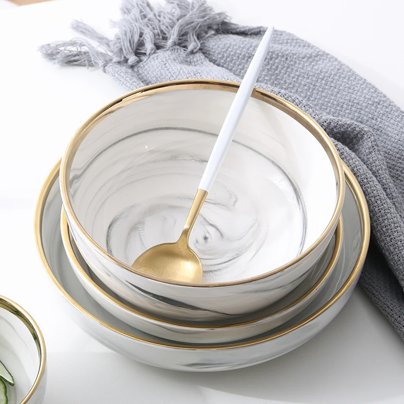 NOOLIM Gold Gilded Stripe Marble Pattern Porcelain Plate Ceramic Dinner Dish Tableware Dinner Set Dinnerware
NOOLIM Gold Gilded Stripe Marble Pattern Porcelain Plate Ceramic Dinner Dish Tableware Dinner Set Dinnerware