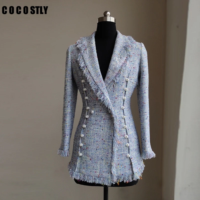 Luxury Pearls Beading Tassel Tweed Jacket Woman Coats Elegant V Neck Office Lady Long Sleeve Woolen Coat High Quality outfits
Luxury Pearls Beading Tassel Tweed Jacket Woman Coats Elegant V Neck Office Lady Long Sleeve Woolen Coat High Quality outfits
