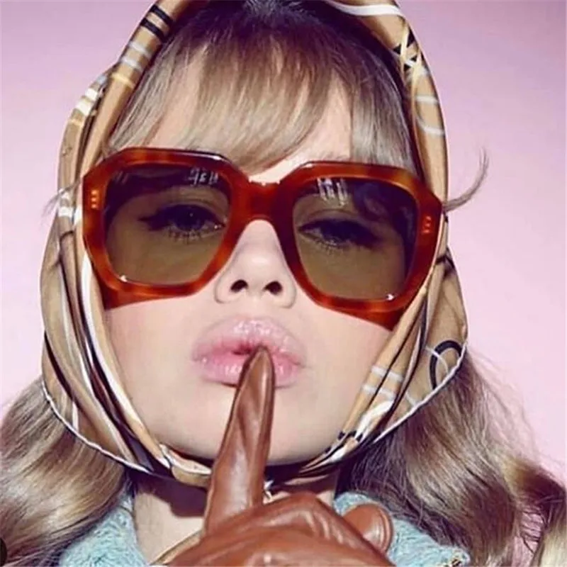 Фото Женские солнцезащитные очки с леопардовым принтом большие прозрачные для