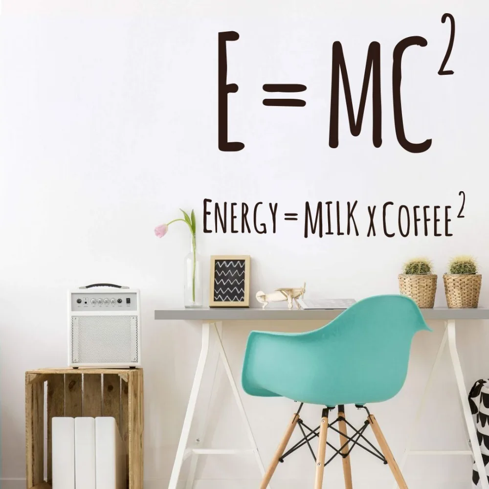 Coffee Lover Physical Formula Funny Wall Decal Cafe Bar Coffee Chemistry Science Quote Wall Sticker Kitchen Vinyl Cafe Decor (3)
