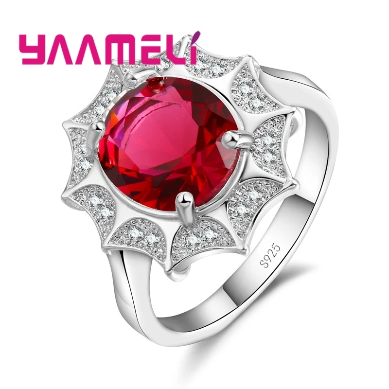 Luxury Romantic Style 925 Sterling Silver Ring Flower Series Colorful Sun Masquerade Wedding Jewelry For Women | Украшения и