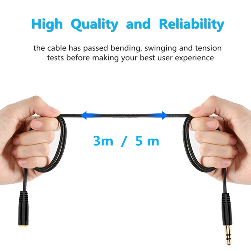 Кабель удлинитель для наушников 3/5 м 3 5 мм|headphone extension cable|extension cablestereo audio cable |