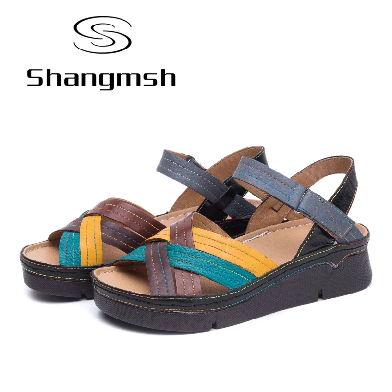 Shangmsh 2018 summer gladiator heels sandals comfortable genuine leather candy color Pump women shoes Casual platform
Shangmsh 2018 summer gladiator heels sandals comfortable genuine leather candy color Pump women shoes Casual platform