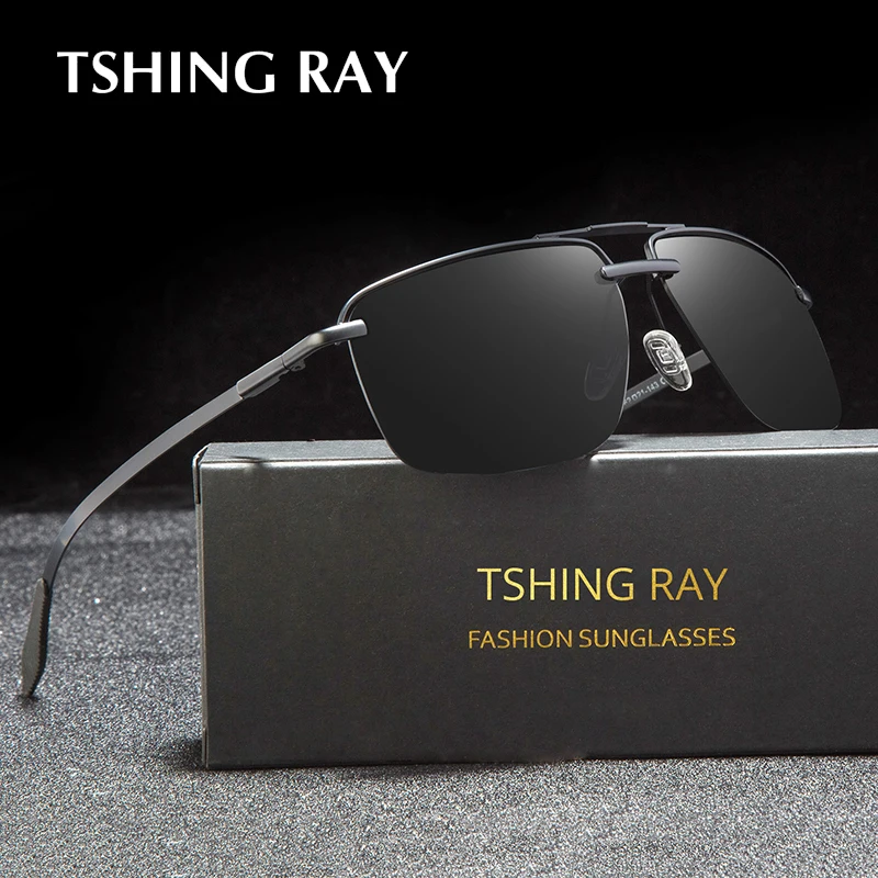 

TSHING RAY New Men Polarized Driver Sunglasses Retro Men's Sunglass Brand Mens Polaroid Coating Lens Sun Glasses Rimless Eyewear