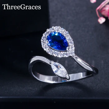 ThreeGraces Unique Design Noble Blue Cubic Zirconia Stone Mysterious Rings Adjustable Engagement Finger Ring for Women RG083
ThreeGraces Unique Design Noble Blue Cubic Zirconia Stone Mysterious Rings Adjustable Engagement Finger Ring for Women RG083