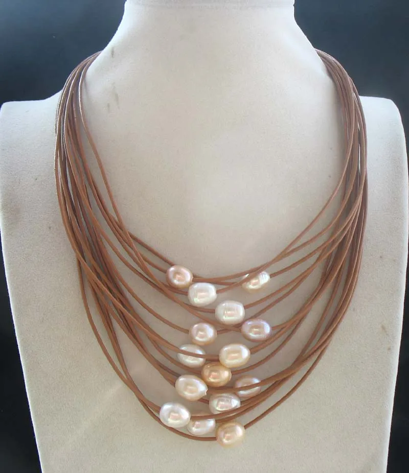 15rows freshwater pearl white/pink/purple/black egg and black leather necklace 18-22inch FPPJ wholesale beads nature
15rows freshwater pearl white/pink/purple/black egg and black leather necklace 18-22inch FPPJ wholesale beads nature