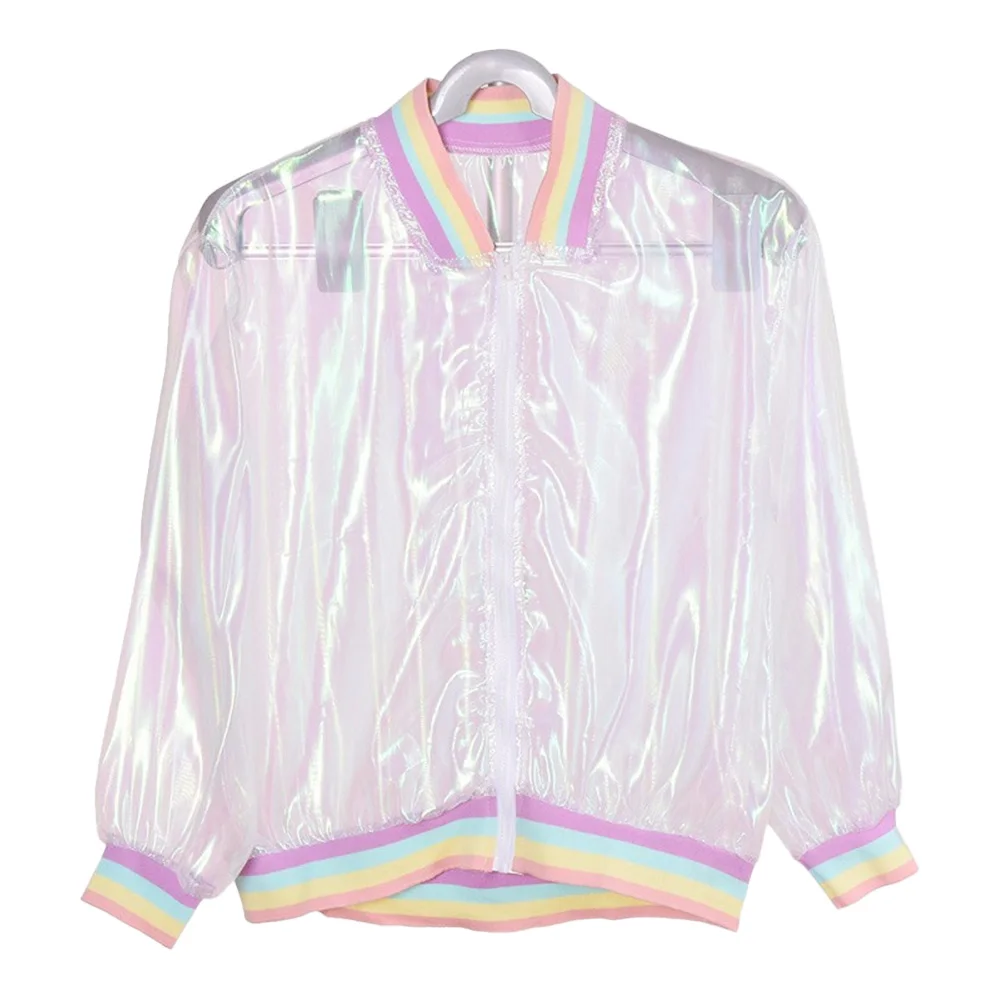 Fashion Iridescent Soft Sunproof Transparent Bomber Jacket Holographic Coat New Suitable for spring, summer and autumn
Fashion Iridescent Soft Sunproof Transparent Bomber Jacket Holographic Coat New Suitable for spring, summer and autumn