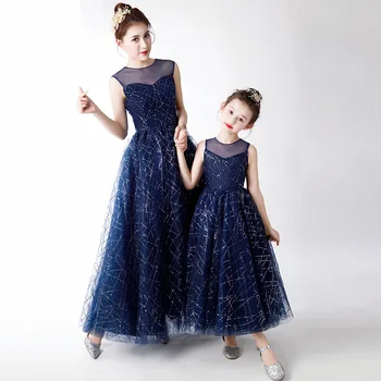 Mother And Daughter Dresses Summer Fashion O-neck Sleeveless Long Lace Tulle Blue Geometric Pattern Mother And Daughter Dresses
Mother And Daughter Dresses Summer Fashion O-neck Sleeveless Long Lace Tulle Blue Geometric Pattern Mother And Daughter Dresses