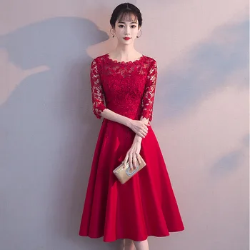 Burgundy Summer Women Sexy Flowers Traditional Chinese Embroidery Dress Lace Cheongsam Evening Dress Half Sleeve Qipao Dresses
Burgundy Summer Women Sexy Flowers Traditional Chinese Embroidery Dress Lace Cheongsam Evening Dress Half Sleeve Qipao Dresses