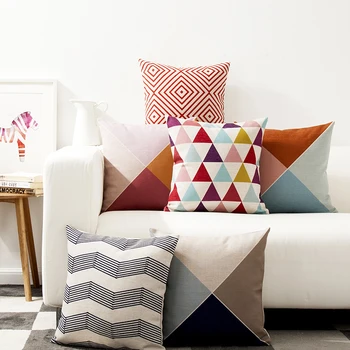Cotton Linen Pillow Cover Simple Nordico Style Colorful Triangle Gemeotric Cushion Cover Home Decorative Pillow Case 45x45cm
Cotton Linen Pillow Cover Simple Nordico Style Colorful Triangle Gemeotric Cushion Cover Home Decorative Pillow Case 45x45cm
