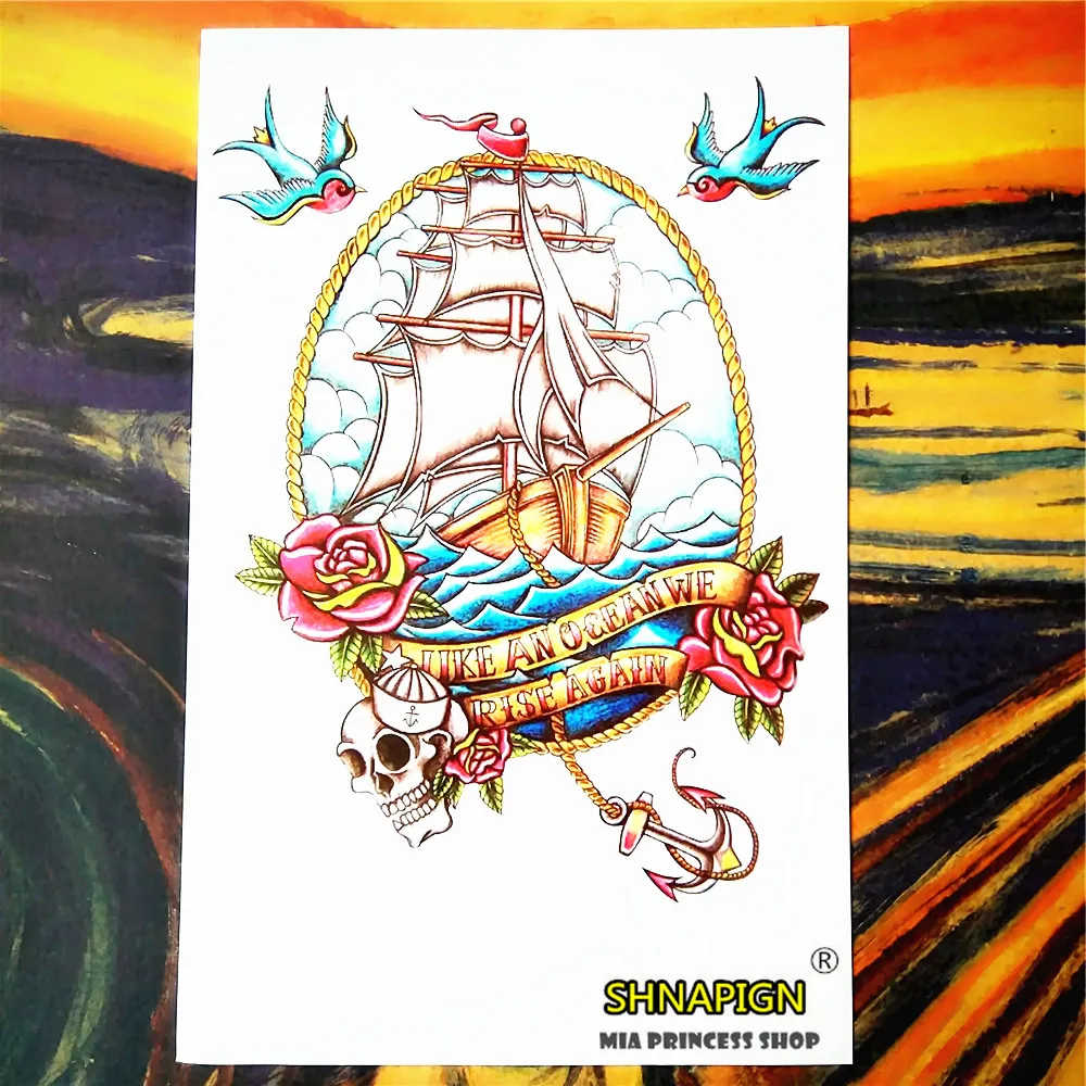 SHNAPIGN Phantom Pirate Ship Temporary Tattoo Body Art Flash Tattoo Sticker 12*20cm Waterproof Tatoo Henna Painless Fake Sticker
SHNAPIGN Phantom Pirate Ship Temporary Tattoo Body Art Flash Tattoo Sticker 12*20cm Waterproof Tatoo Henna Painless Fake Sticker