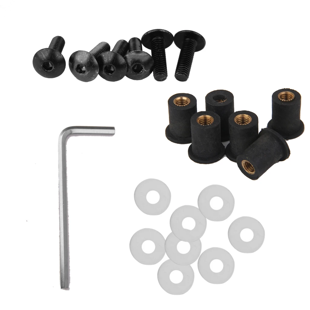 6 Pieces Fairing Windscreen Screws Bolt Kit Windshield Mounting Nuts Wellnut with Gasket & 1 Allen Key For Motorcycle Windshield 6 Pieces Fairing Windscreen Screws Bolt Kit Windshield Mounting Nuts Wellnut with Gasket & 1 Allen Key For Motorcycle Windshield