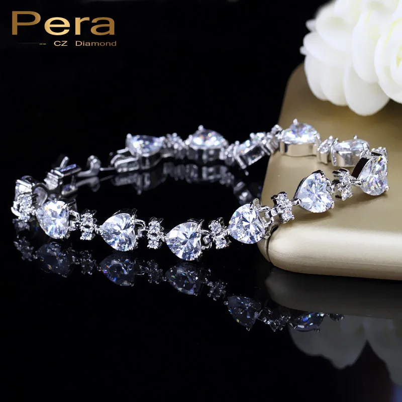 Pera Luxury CZ 925 Sterling Silver Jewelry Big Heart Shape Connected Cubic Zirconia Crystal Women Evening Party Bracelet B098
Pera Luxury CZ 925 Sterling Silver Jewelry Big Heart Shape Connected Cubic Zirconia Crystal Women Evening Party Bracelet B098