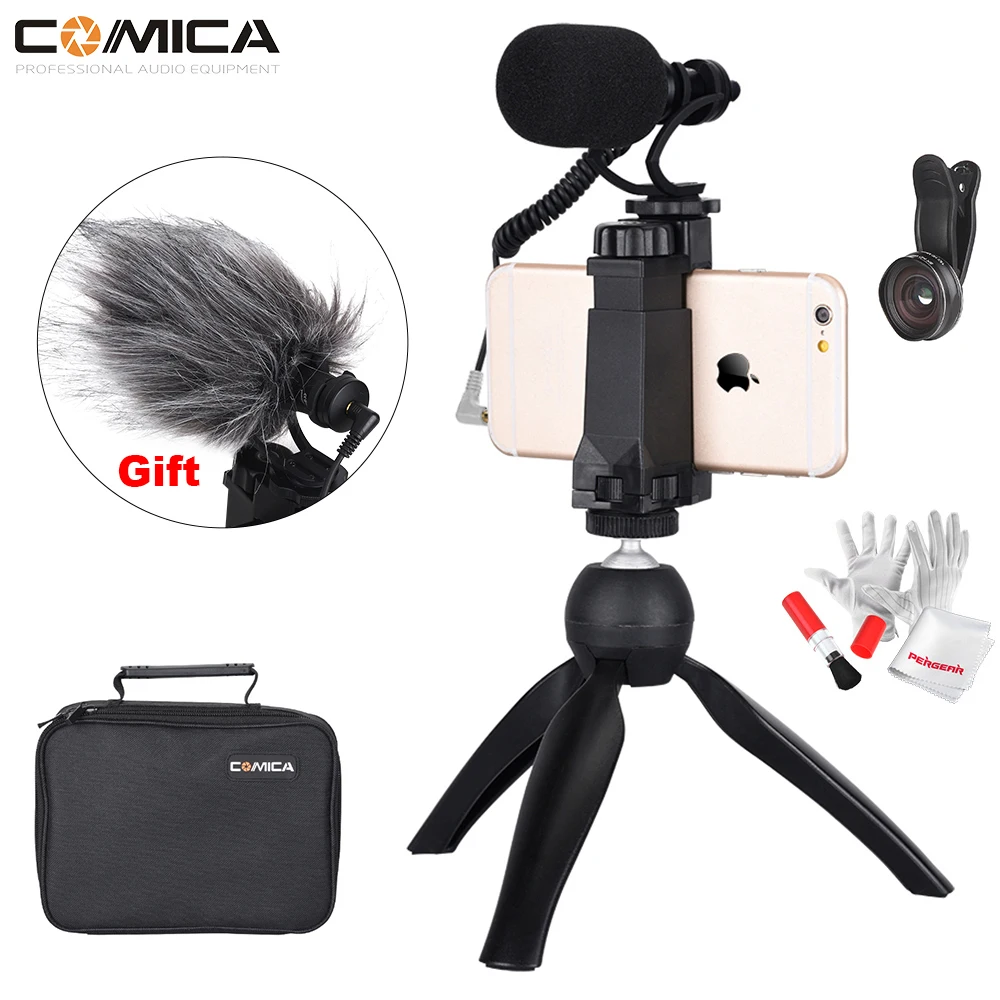 COMICA CVM-VM10 K2 Smartphone Video Rig Cardioid Directional Video Microphone with Mini Tripod & Lens for iPhone XS Samsung
COMICA CVM-VM10 K2 Smartphone Video Rig Cardioid Directional Video Microphone with Mini Tripod & Lens for iPhone XS Samsung