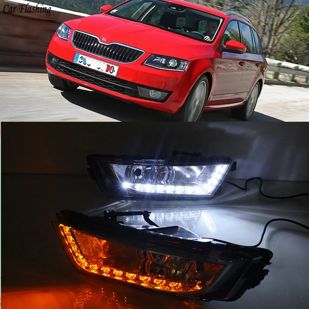 Car Flashing 1 Set 12V LED For Skoda Octavia A7 MK3 2014 2015 2016 DRL Daytime Running Light Daylight With Yellow Turn Signal
Car Flashing 1 Set 12V LED For Skoda Octavia A7 MK3 2014 2015 2016 DRL Daytime Running Light Daylight With Yellow Turn Signal