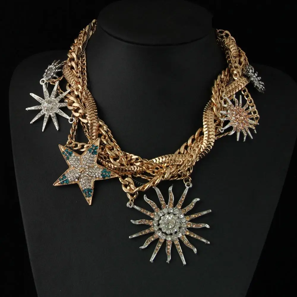 CirGen Fashion Women Big Metal Sun Star Pendants Chokers Statement Gold Color Chunky Chains Collar Bijoux Necklace Jewelry,A07
CirGen Fashion Women Big Metal Sun Star Pendants Chokers Statement Gold Color Chunky Chains Collar Bijoux Necklace Jewelry,A07