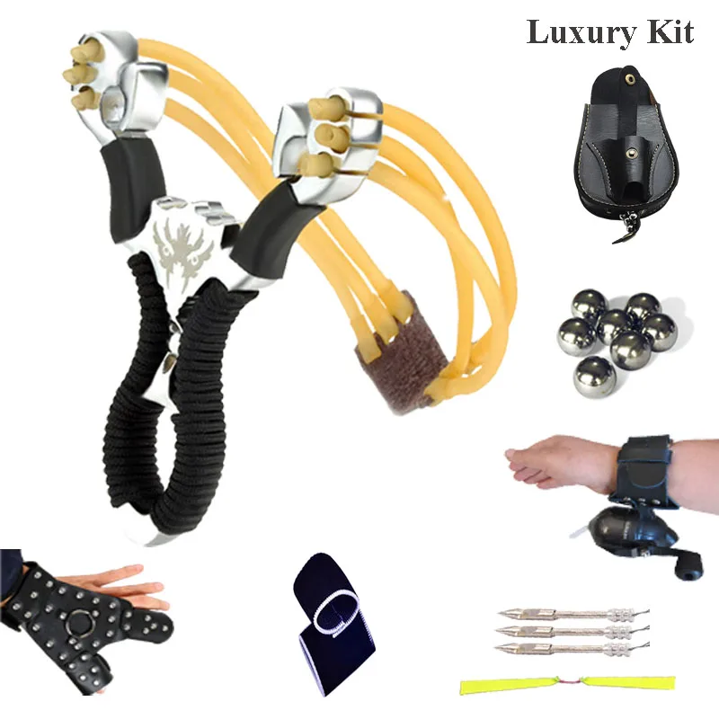 Slingshot Hunting Fishing Bow Powerful Catapult Support Fishing Reel Multi-function Steel Ball Ammo Arrow
Slingshot Hunting Fishing Bow Powerful Catapult Support Fishing Reel Multi-function Steel Ball Ammo Arrow