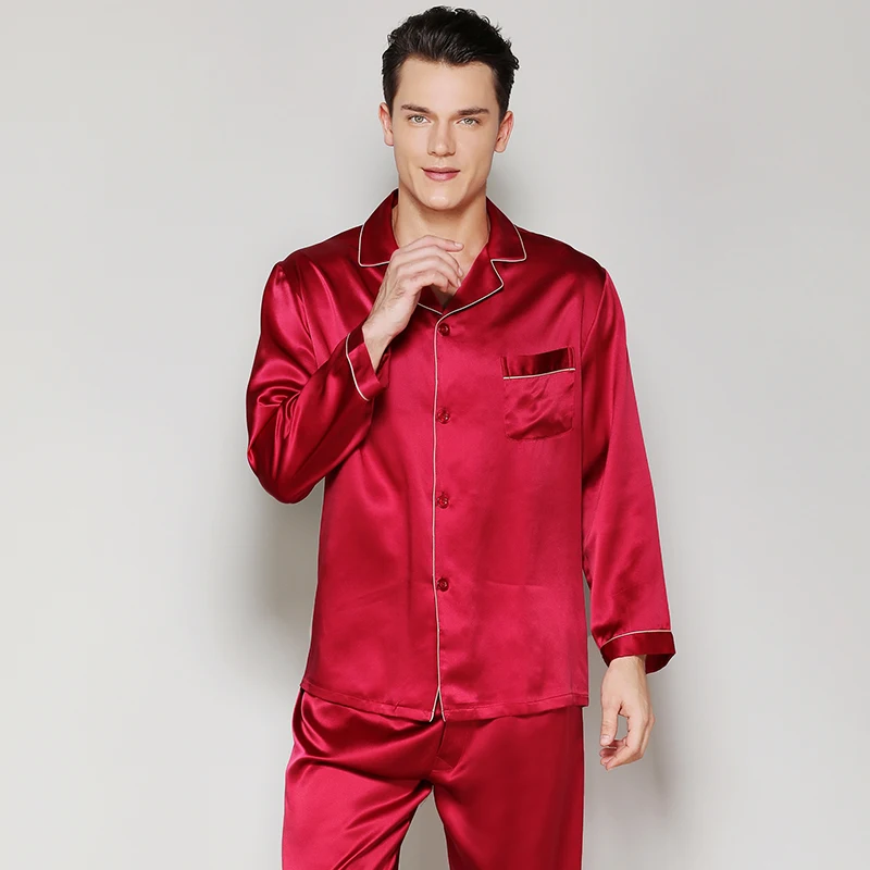 Solid 100% Silk Stain Pajamas Set Men Winter Autumn 2018 Man Long Sleeve Full Pants Silk Pyjama Set Homewear Sleepwear Male
Solid 100% Silk Stain Pajamas Set Men Winter Autumn 2018 Man Long Sleeve Full Pants Silk Pyjama Set Homewear Sleepwear Male