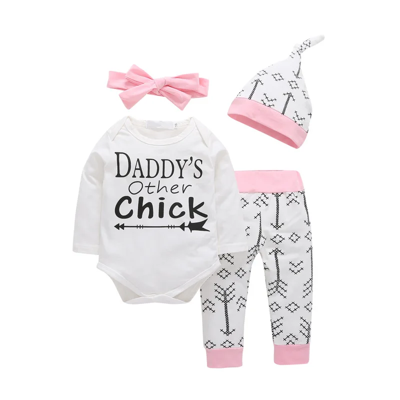 Girls Sets Clothing Autumn Pink Bowknot Headband+Hat+Romper+Arrow Pants 4pcs/Set Toddler Fall Clothes Baby Girl Clothes
Girls Sets Clothing Autumn Pink Bowknot Headband+Hat+Romper+Arrow Pants 4pcs/Set Toddler Fall Clothes Baby Girl Clothes