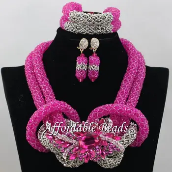Fuschia Silver Gray African Ladies Jewelry Set Best Nigerian Wedding Necklace Best Design Handmade Item NCD090 
Fuschia Silver Gray African Ladies Jewelry Set Best Nigerian Wedding Necklace Best Design Handmade Item NCD090
