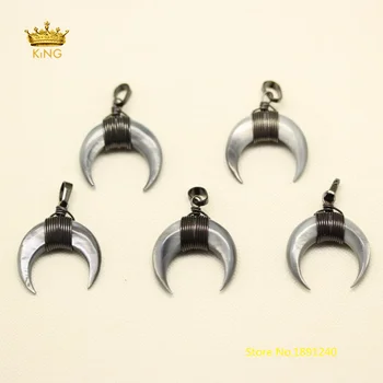 10pcs Silvery Grey Color Shell Wire Wrapped Gun Black Plated Copper Horn Pendant,Crescent Moon Shell Chakra Charm Necklace DSS03
10pcs Silvery Grey Color Shell Wire Wrapped Gun Black Plated Copper Horn Pendant,Crescent Moon Shell Chakra Charm Necklace DSS03