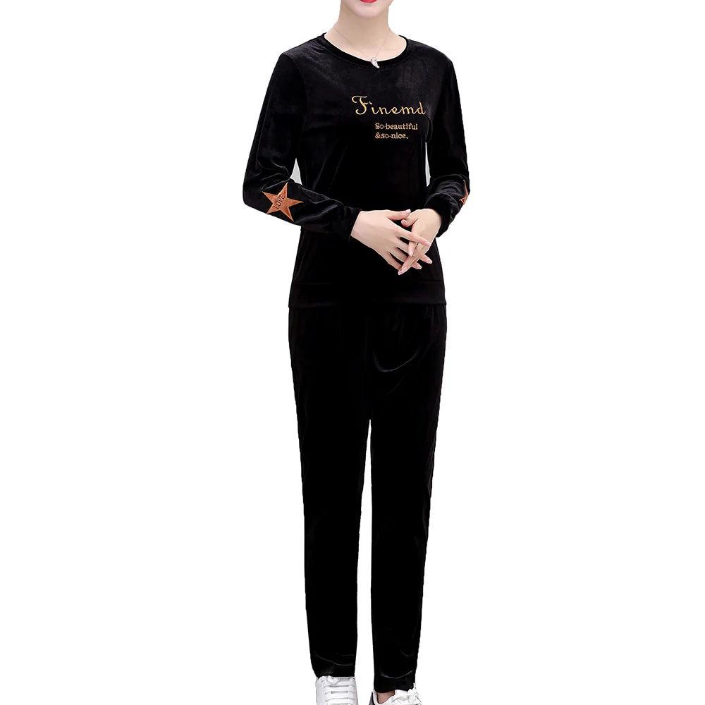 Women Tracksuits 2019 Two Piece Set Lady Clothing:top+pants Big Plus Size XL~5XL Elastic Velvet Embroidery Female Sports Suits
Women Tracksuits 2019 Two Piece Set Lady Clothing:top+pants Big Plus Size XL~5XL Elastic Velvet Embroidery Female Sports Suits